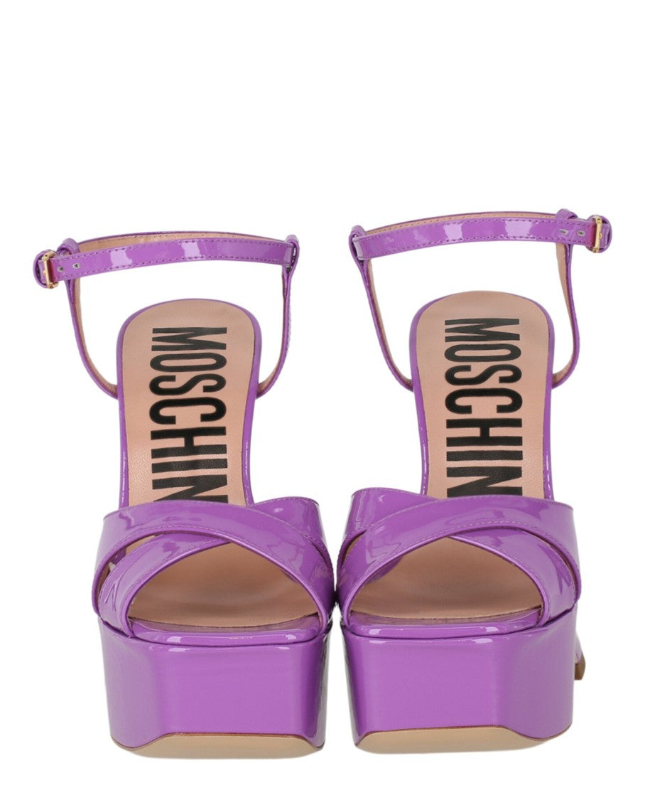 Moschino Patent Leather Platform Heeled Sandals