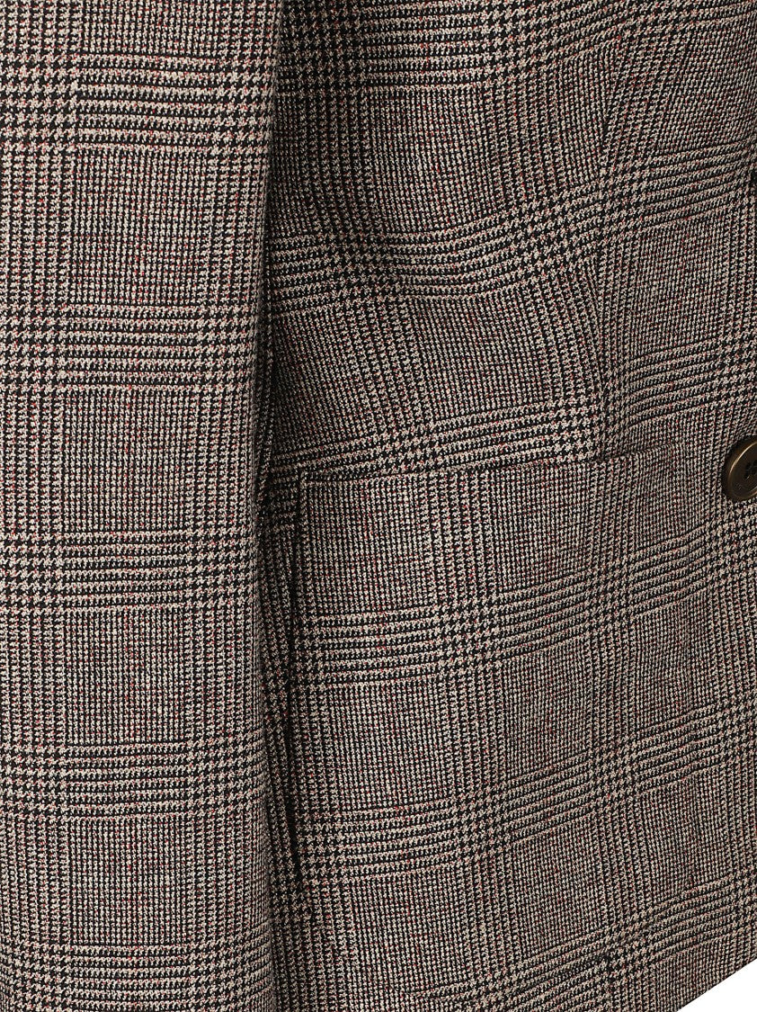 Burberry Tailored Check Pattern Jacket With Notched Lapel And Structured Silhouette