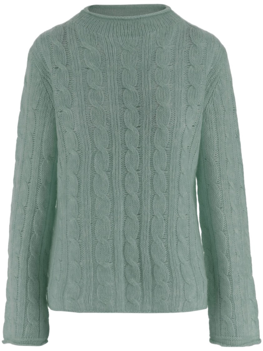 Guest In Residence Green Cable-Knit Wool-Blend Crewneck Sweater