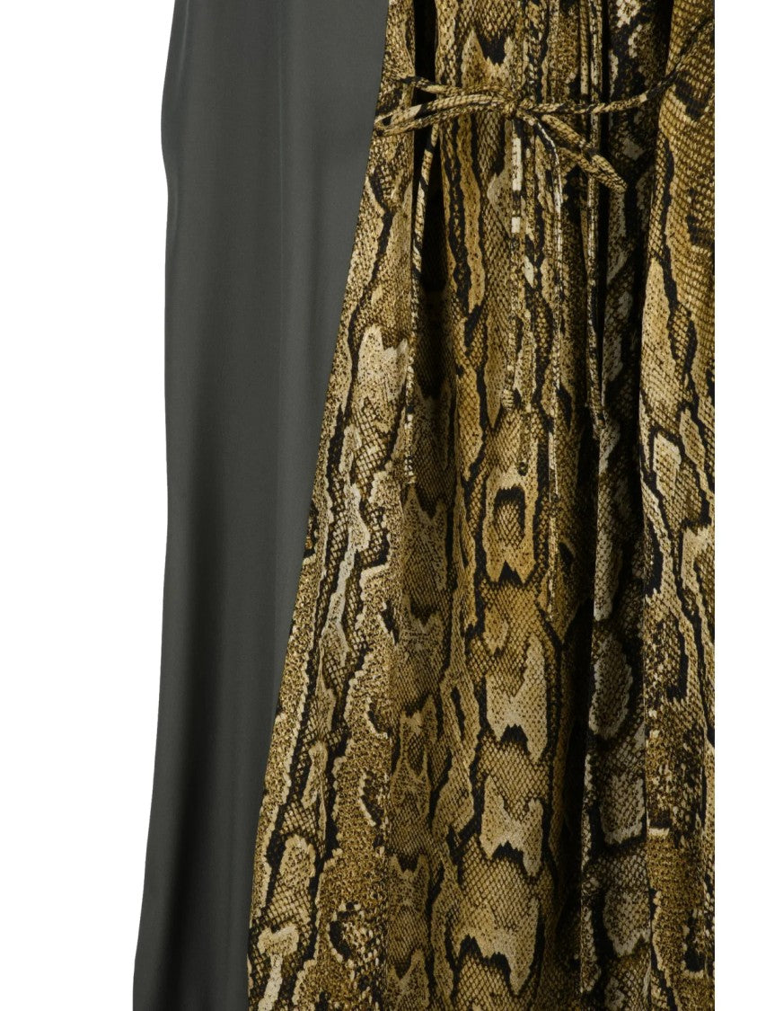 Dries Van Noten Green/Fantasy Fluid Viscose-Blend Lace-Up Midi Dress