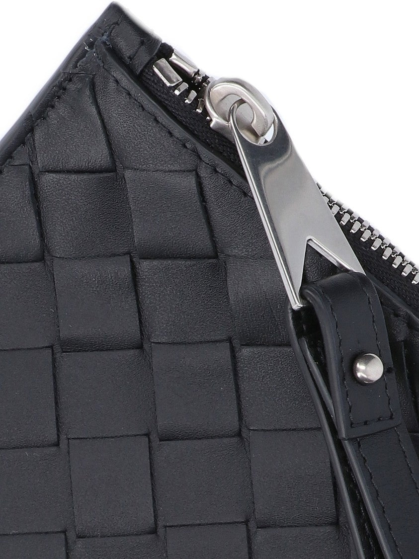 Bottega Veneta Pouch With Signature Woven Leather Design And Removable Wrist Strap