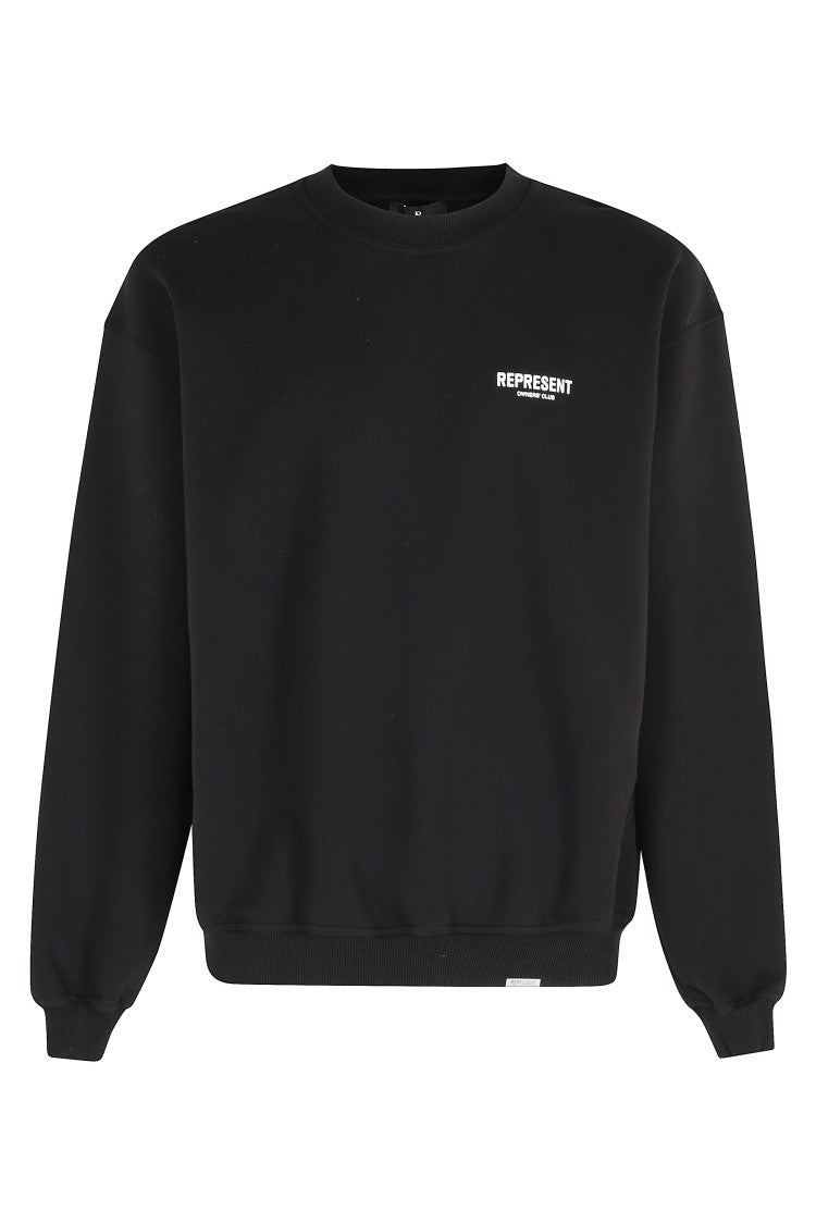 Represent Black Owners Club Zip Back-Logo Cotton Sweatshirt