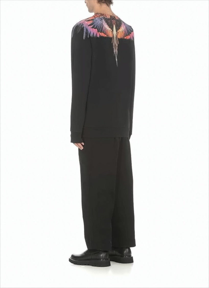 Marcelo Burlon Black Sweatshirt With Colorful Bird Wing Print