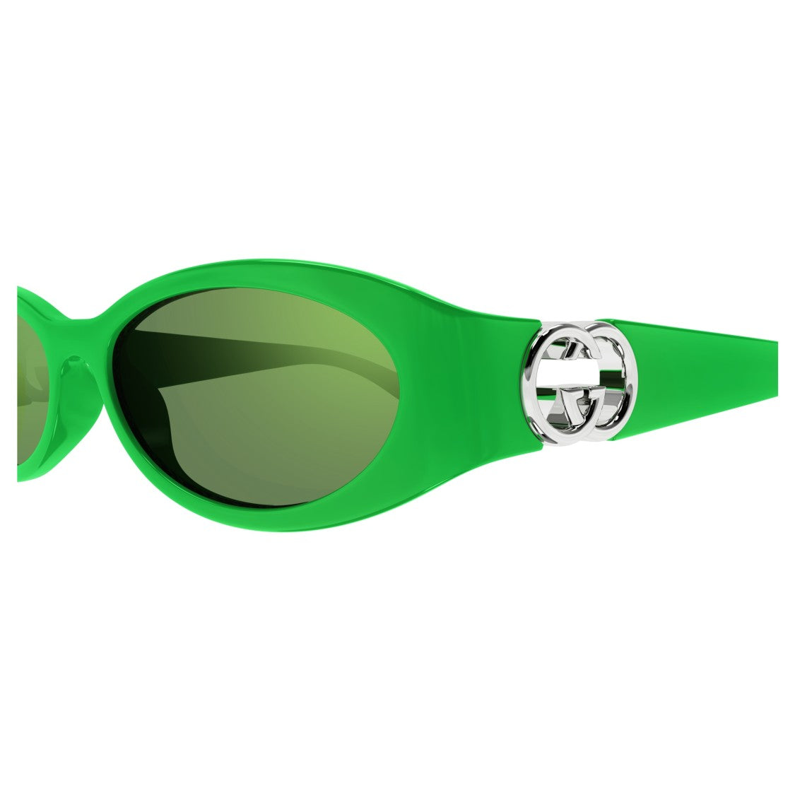 Gucci Gg1660s Bold Oval-Shape Green Sunglasses
