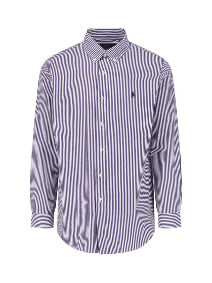 Polo Ralph Lauren Viola Vertical Stripe Cotton Button-Down Shirt