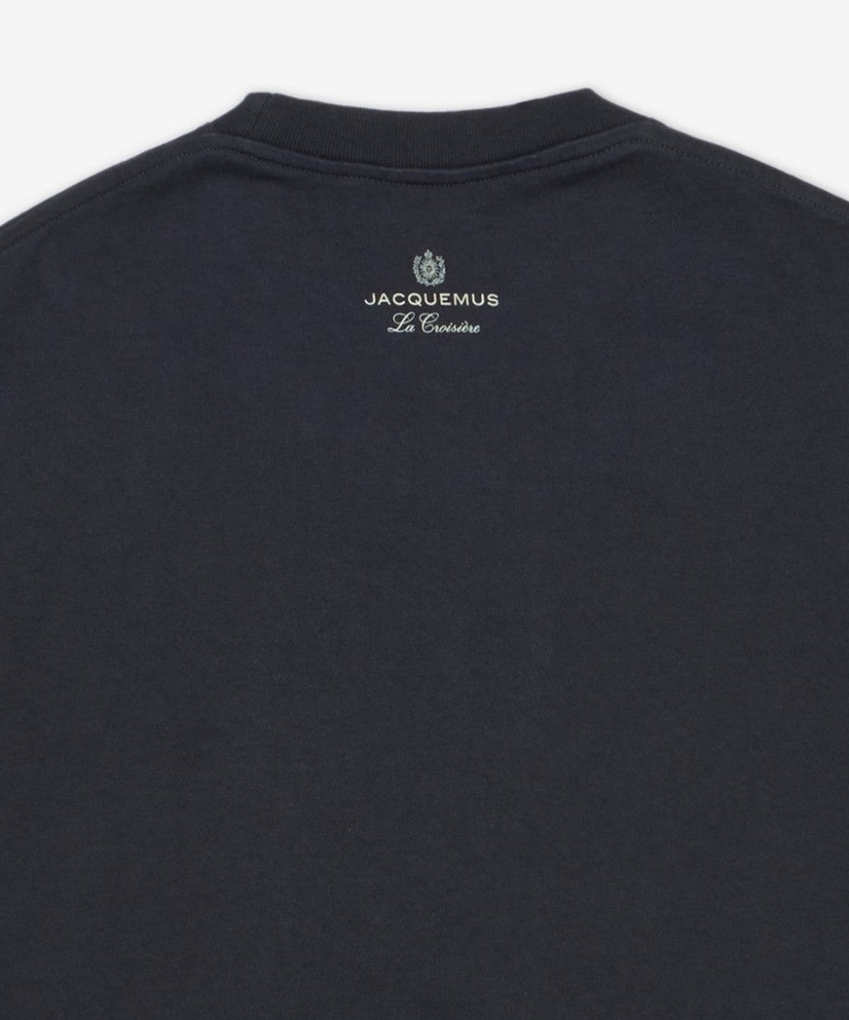 Jacquemus Short-Sleeved Black Cotton T-Shirt With Abstract Graphic Print