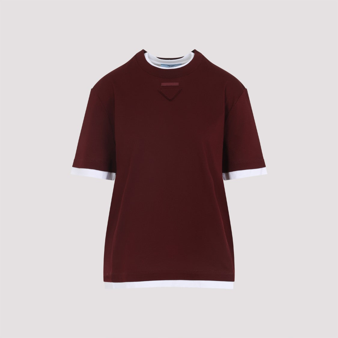 Prada Amaranth Red Cotton Crew Neck T-Shirt