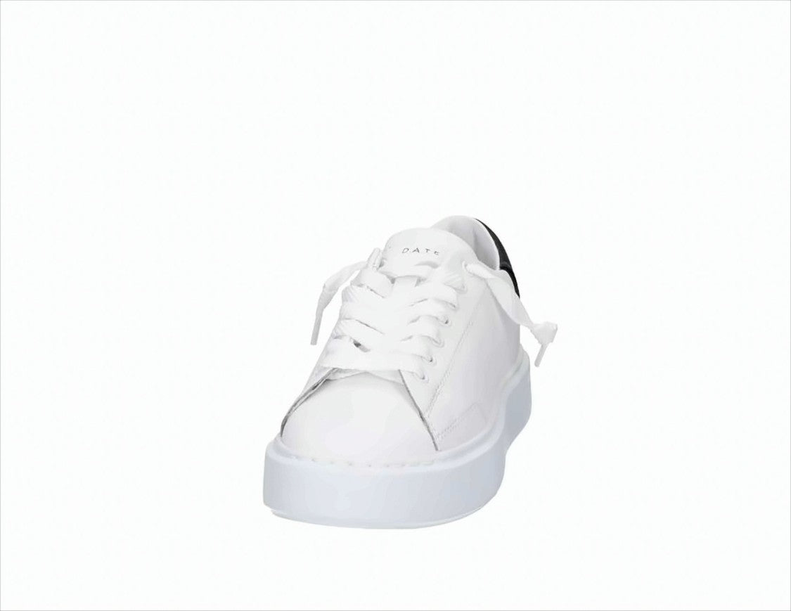D.A.T.E White Leather Sneakers With Black Suede Heel