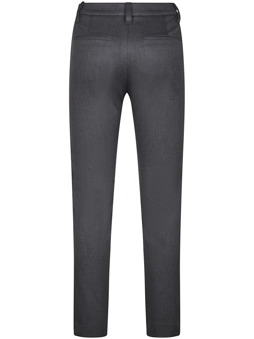 Brunello Cucinelli Tailored Grey Trousers With Mid-Rise Waist And Refined Texture