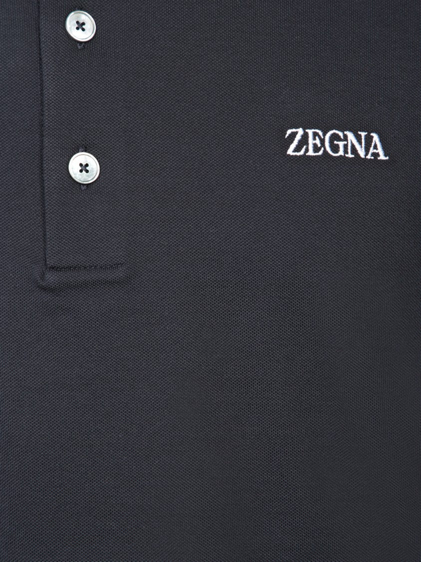 Zegna Elegant Blue Piquet Polo Shirt