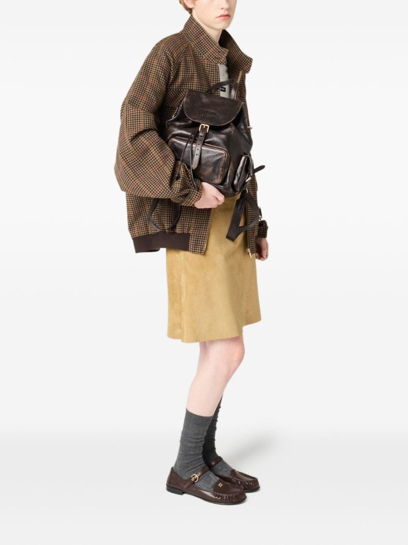 Miu Miu Brown Distressed Leather Flap Vintage Bag