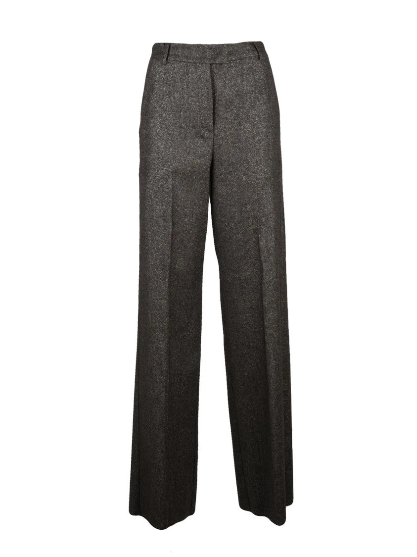 Marella Brown Acrylic-Blend Metallic Straight-Leg Pants