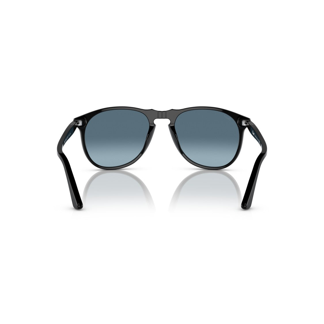 Persol 0Po9649s Rounded Black Acetate Sunglasses With Gradient Blue Lenses