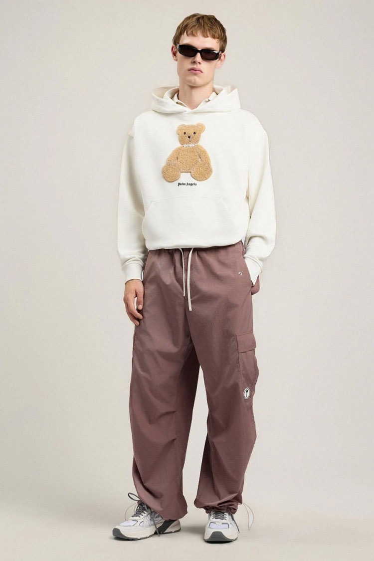Palm Angels White Cotton Printed Hoodie