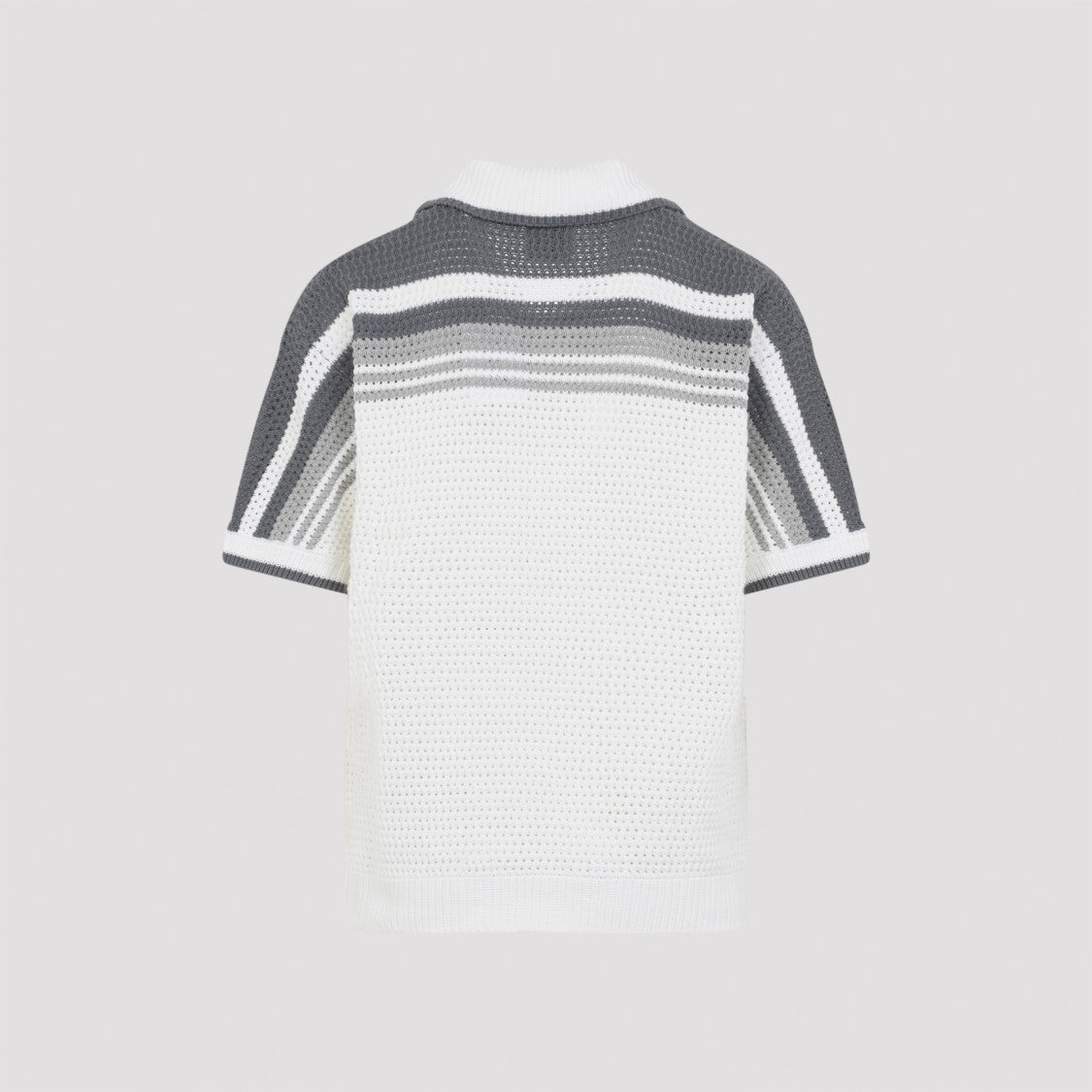 Casablanca Textured Short-Sleeve Button-Down Shirt With Gradient Shoulder Stripes