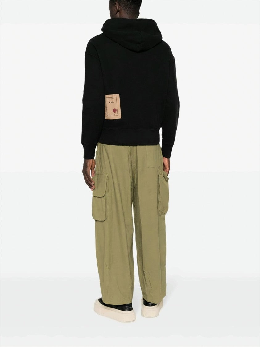 Ten C Relaxed Fit Black Cotton Hoodie