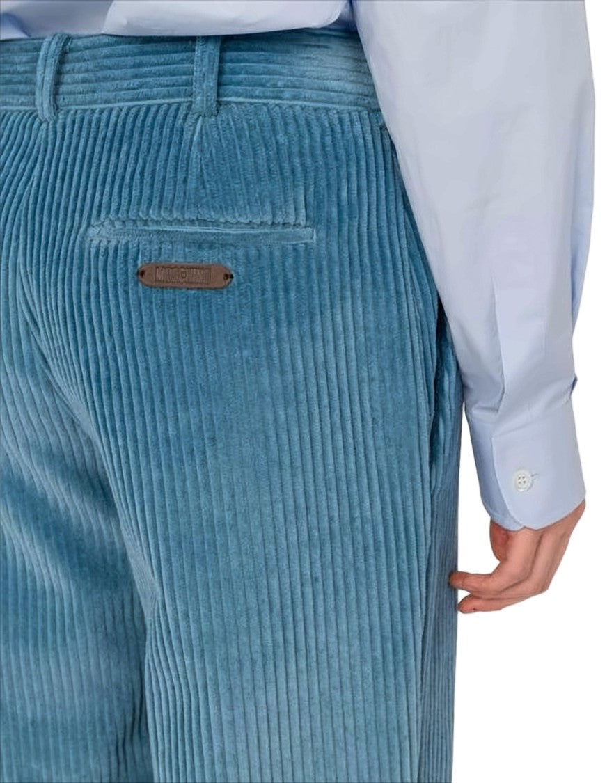 Moschino Cropped Wide-Leg Pants With Textured Corduroy Finish