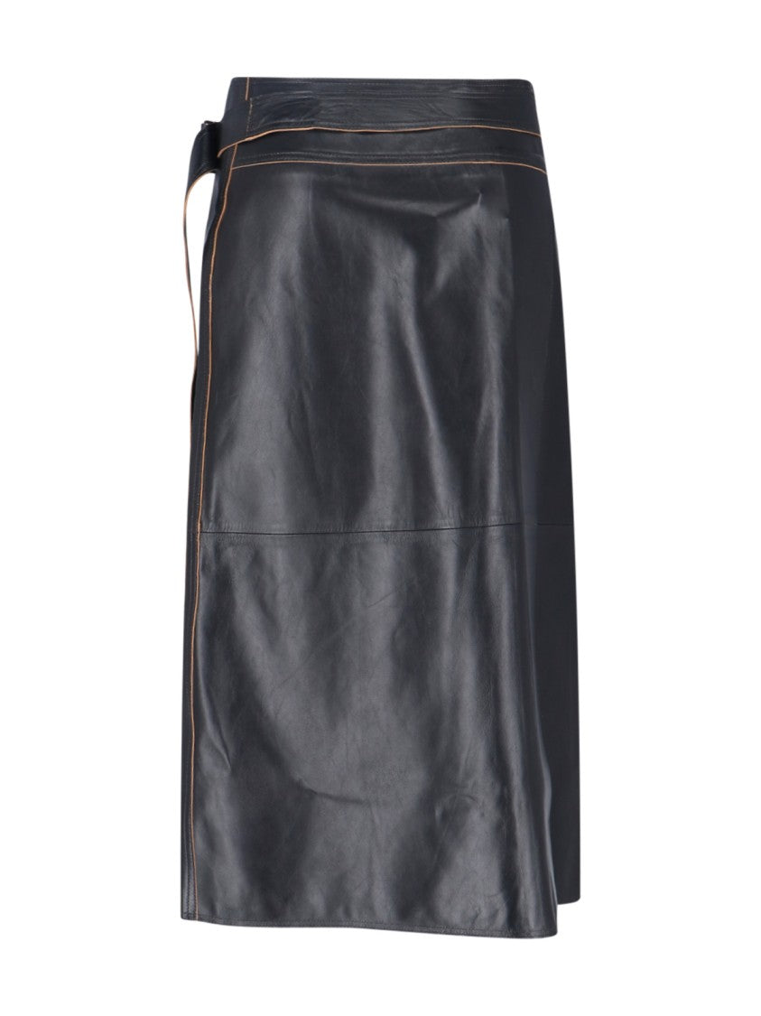 Calvin Klein Nappa Midi Skirt – Black