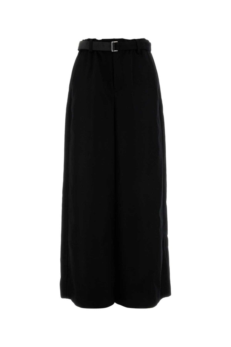 Sacai Black Wool Wide-Leg Pant