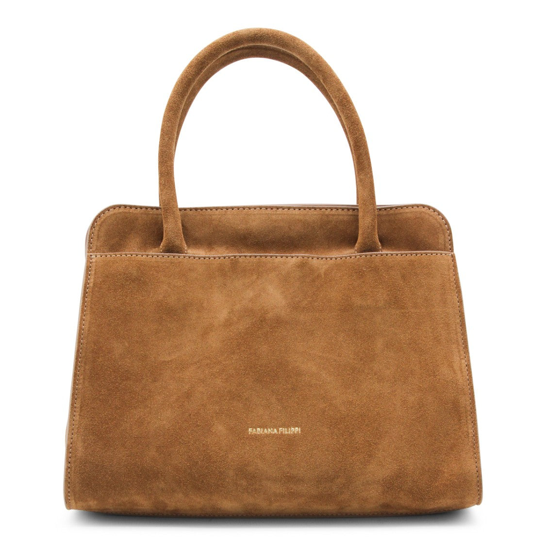 Fabiana Filippi Structured Brown Handbag With Sturdy Handles And Clean Lines