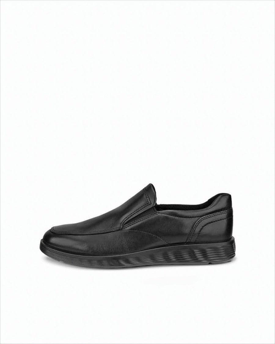 Ecco Polished Black Loafers With Elastic Side Panels