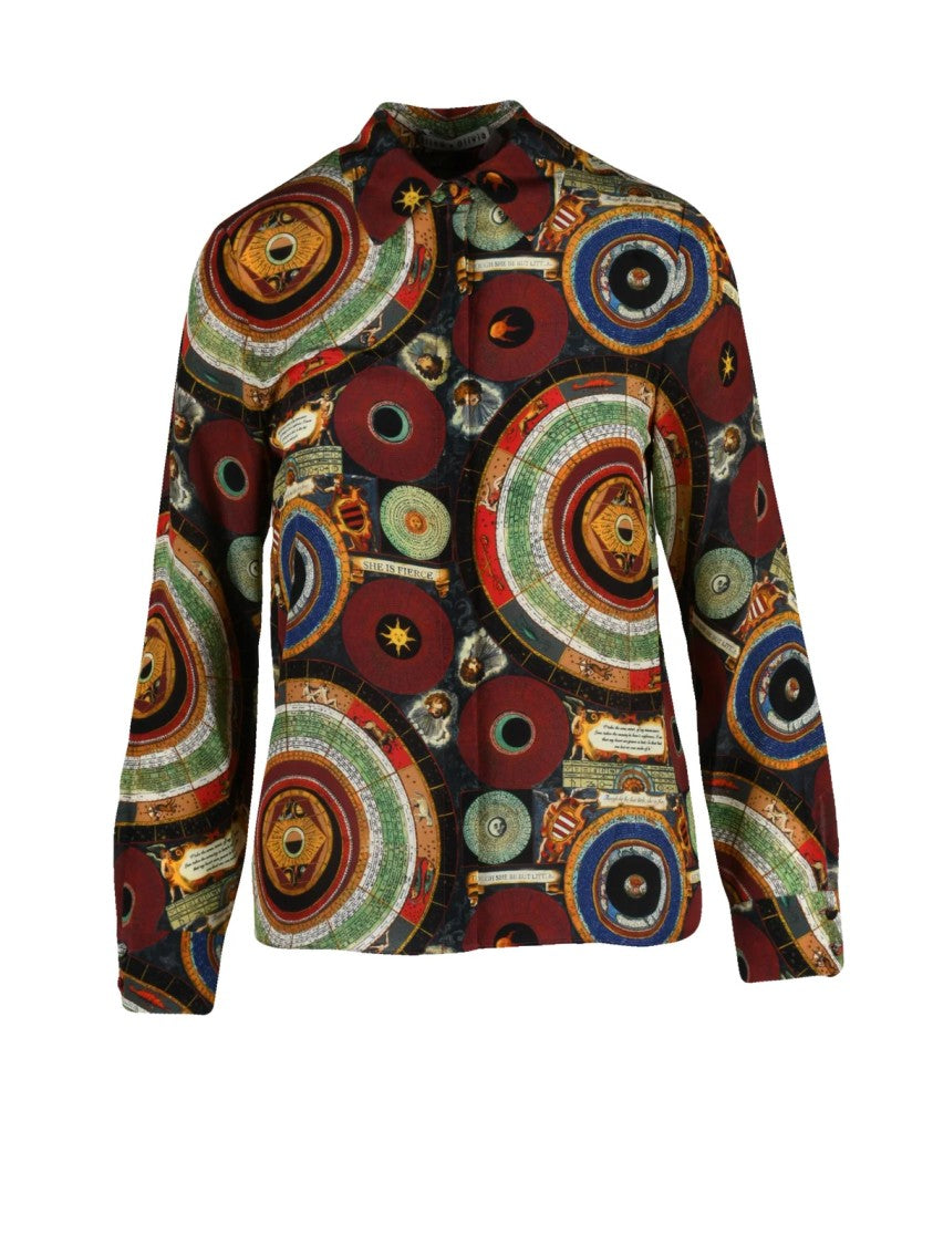 Alice + Olivia Multicolor Floral Silk Chiffon Shirt