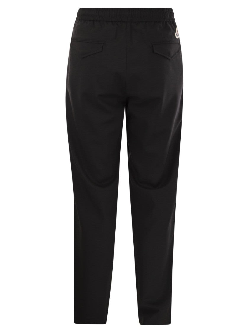 Moncler Black Wool Gabardine Joggers
