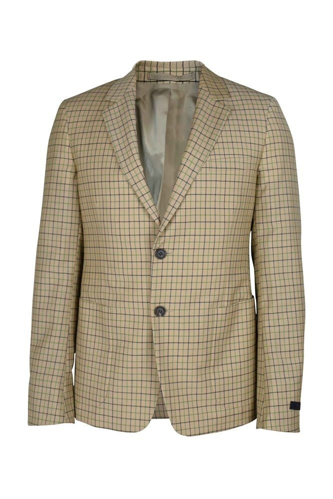 Prada Beige Wool Jacket With Checkered Pattern