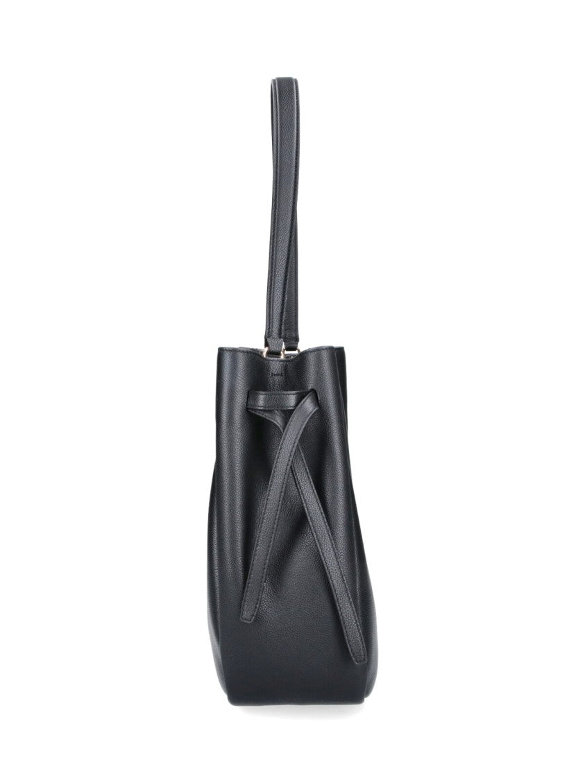 Tory Burch Black Romy Large Leather Bucket Bag