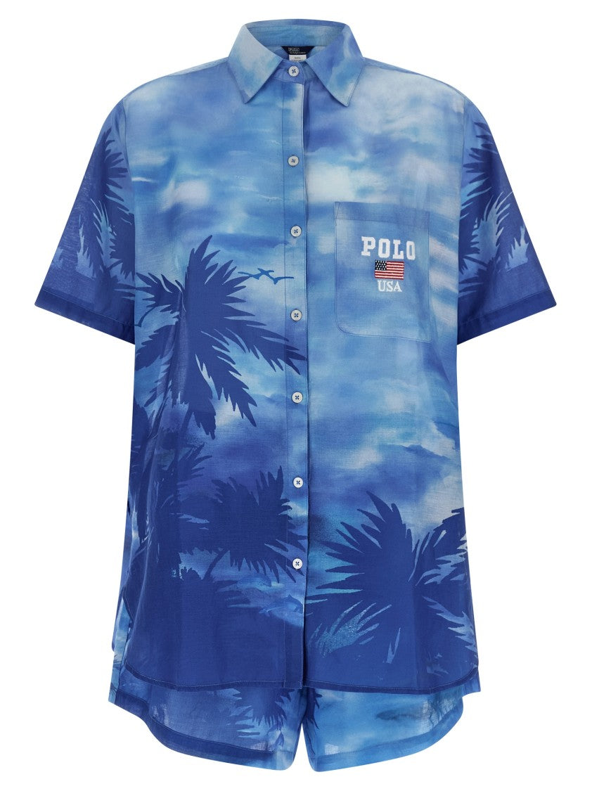 Polo Ralph Lauren Palme' Print Cotton Suit With Shorts