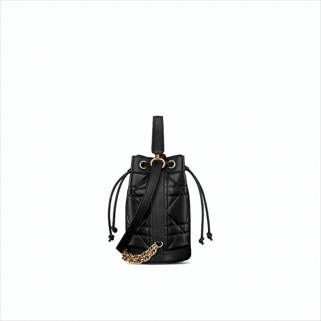 Christian Dior Black Quilted Calf Leather Backpack With Gold Accents