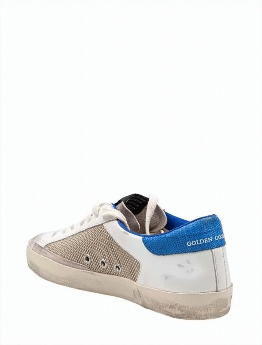 Golden Goose Low-Top Sneakers With Textured Beige Mesh And Metallic Accents