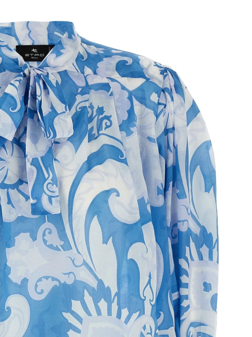 Etro Multicolored Floral Blouse With High Neckline