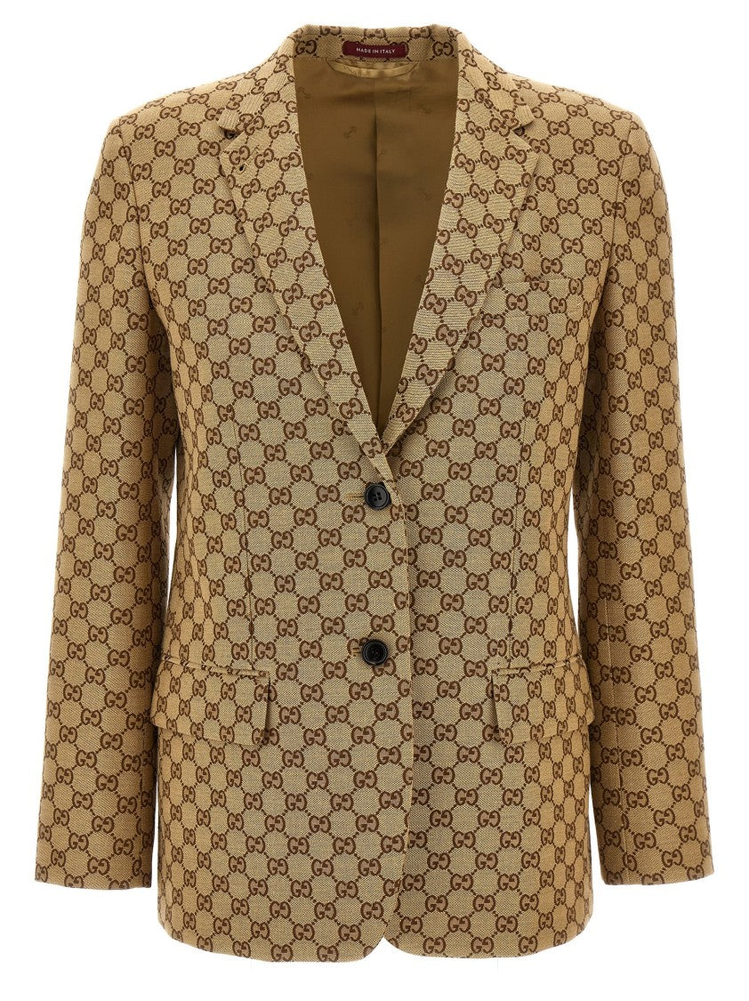 Gucci Single-Breasted Blazer In Original 'Gg' Fabric