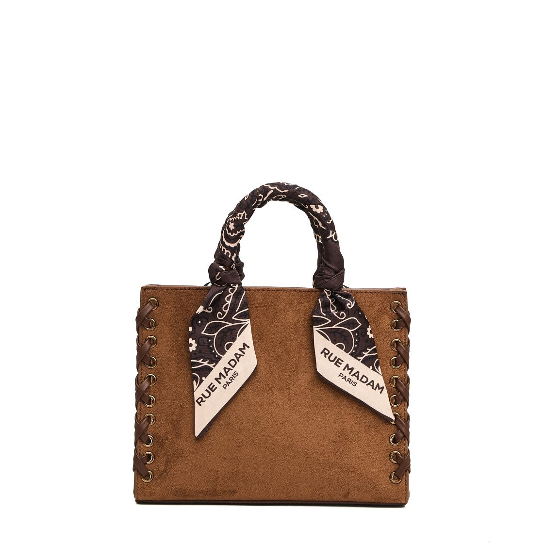 Rue Madame Mini Tote Suede Cognac Con Bandana
