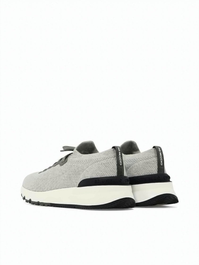 Brunello Cucinelli Low-Profile Knitted Fabric Sneakers With Textured Rubber Outsole