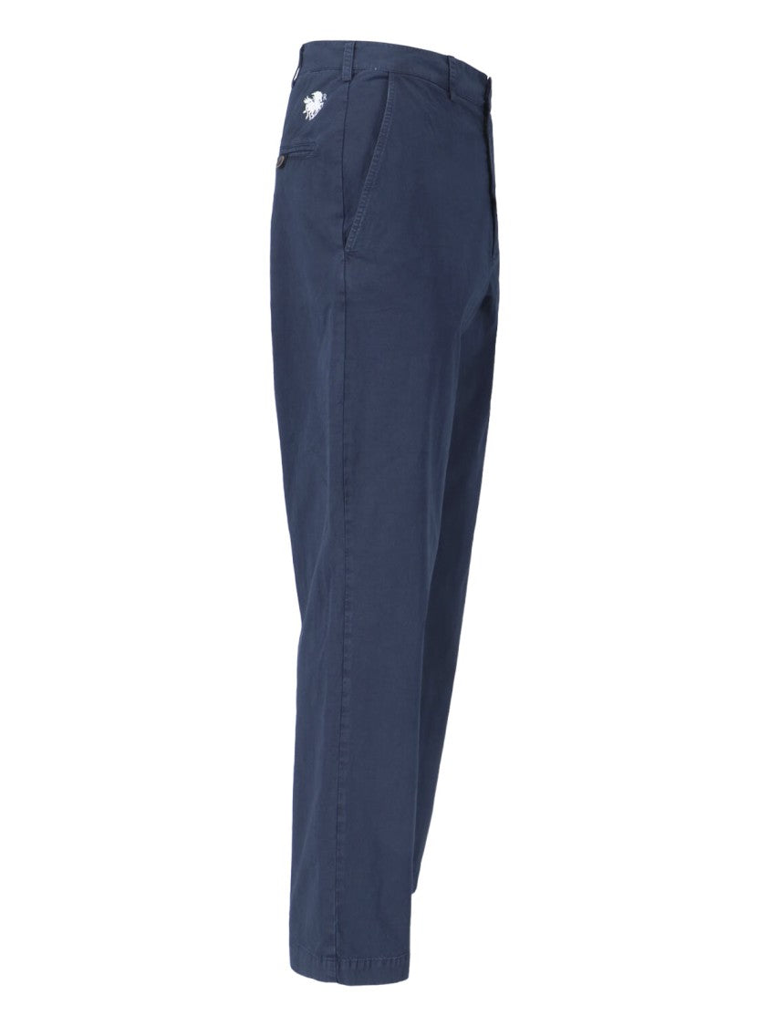 Ranra Blue Mid-Rise Cotton Straight Trousers