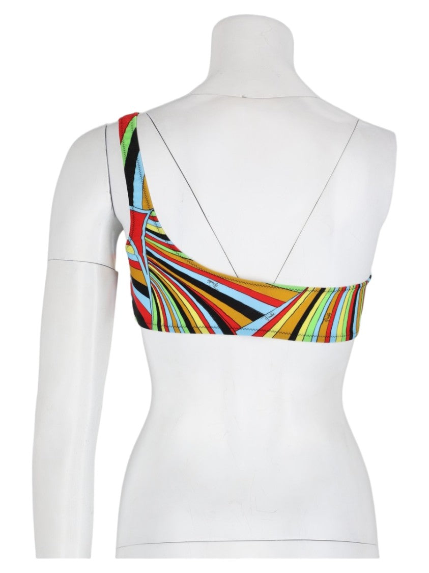 Pucci Multicolor Swirl Asymmetrical Swim Top