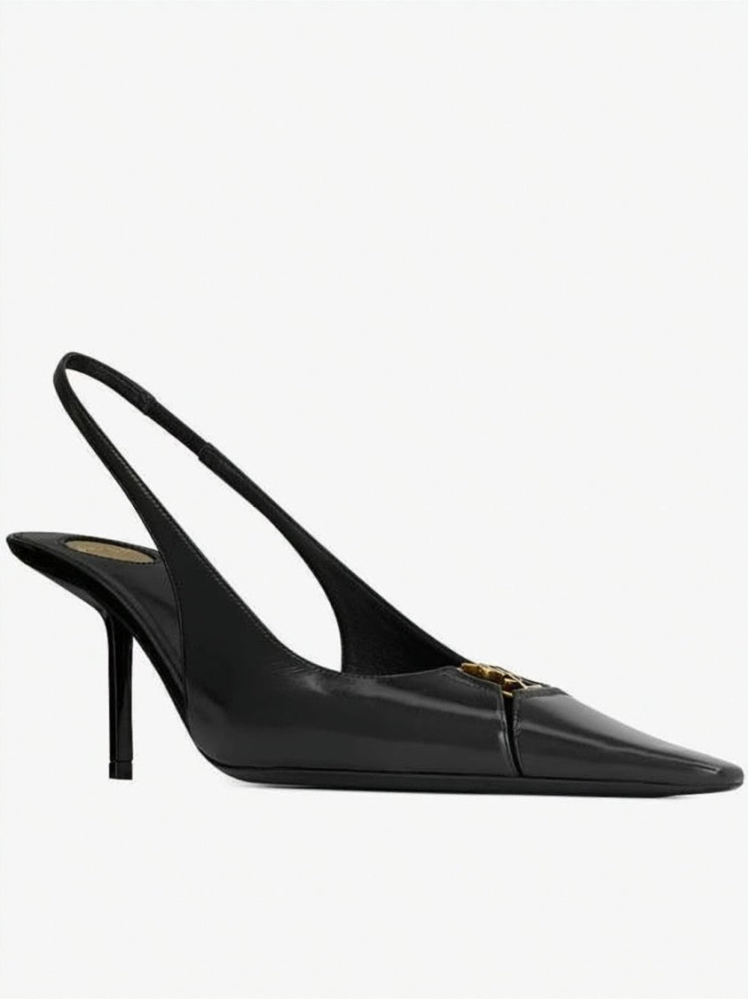 Saint Laurent Pointed-Toe Slingback Heels In Smooth Calf Leather