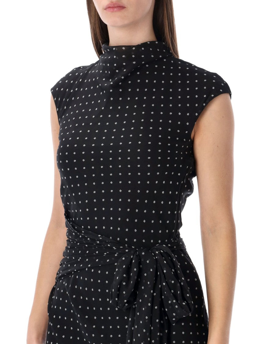 Rotate Long Printed Dress With Floral Design