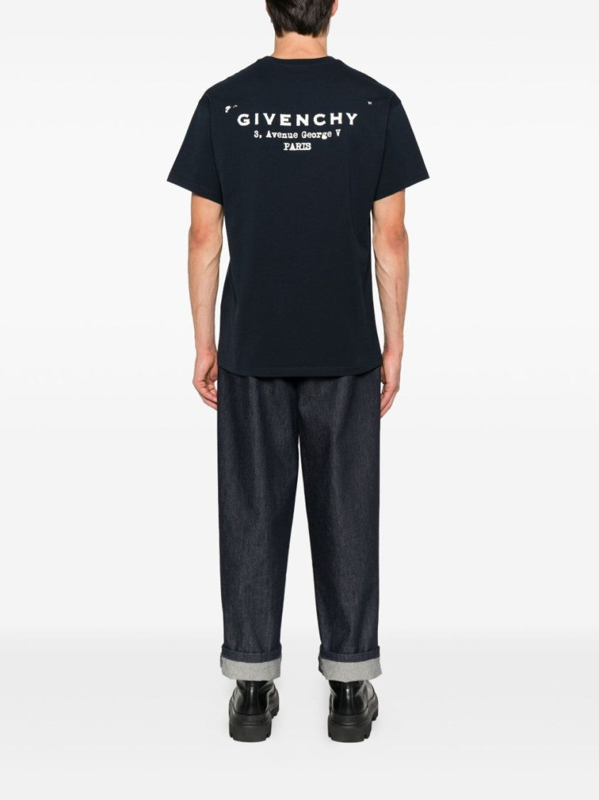 Givenchy Black Cotton T-Shirt With Stamp Print