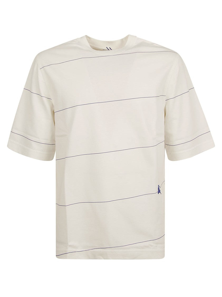 Burberry Casual White T-Shirt With Subtle Stripes