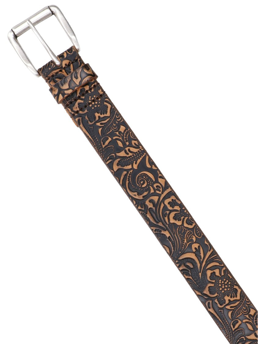Our Legacy Black Paisley Printed Leather Belt