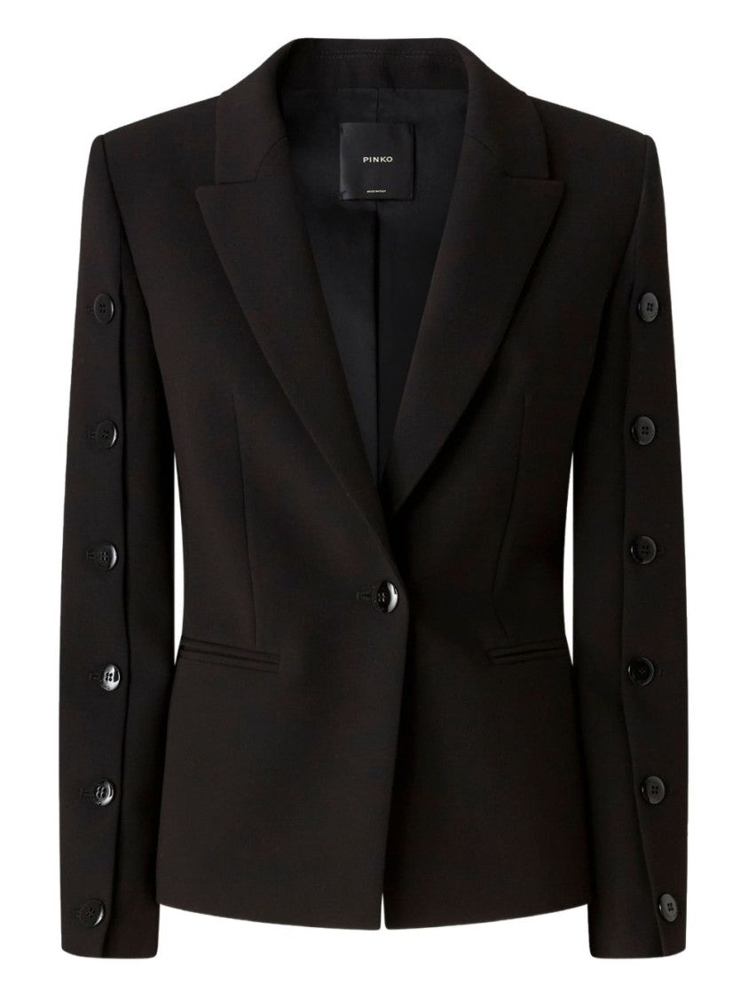 Pinko Fitted Black Tailored Blazer With Structured Lapels