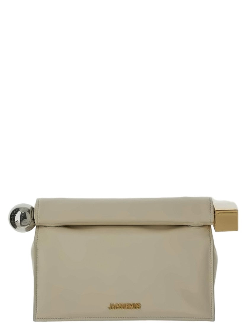 Jacquemus Rectangular Leather Clutch With Sculptural Closure