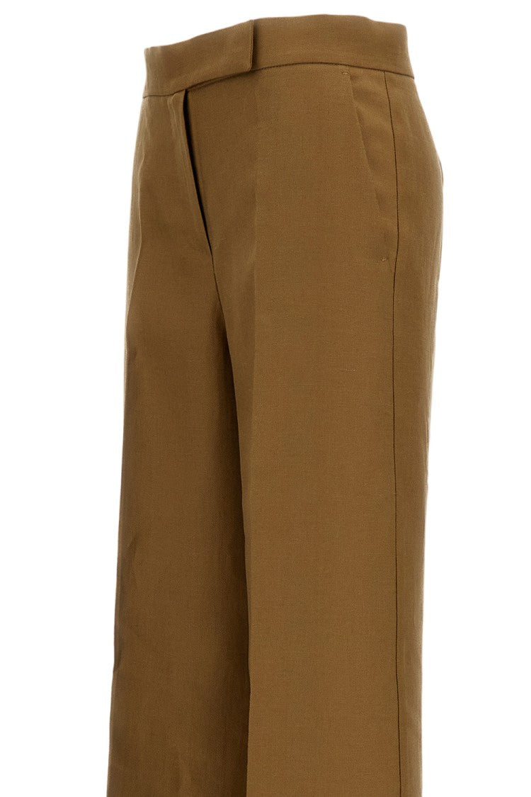Max Mara Brown Badesse Linen Palazzo Trousers