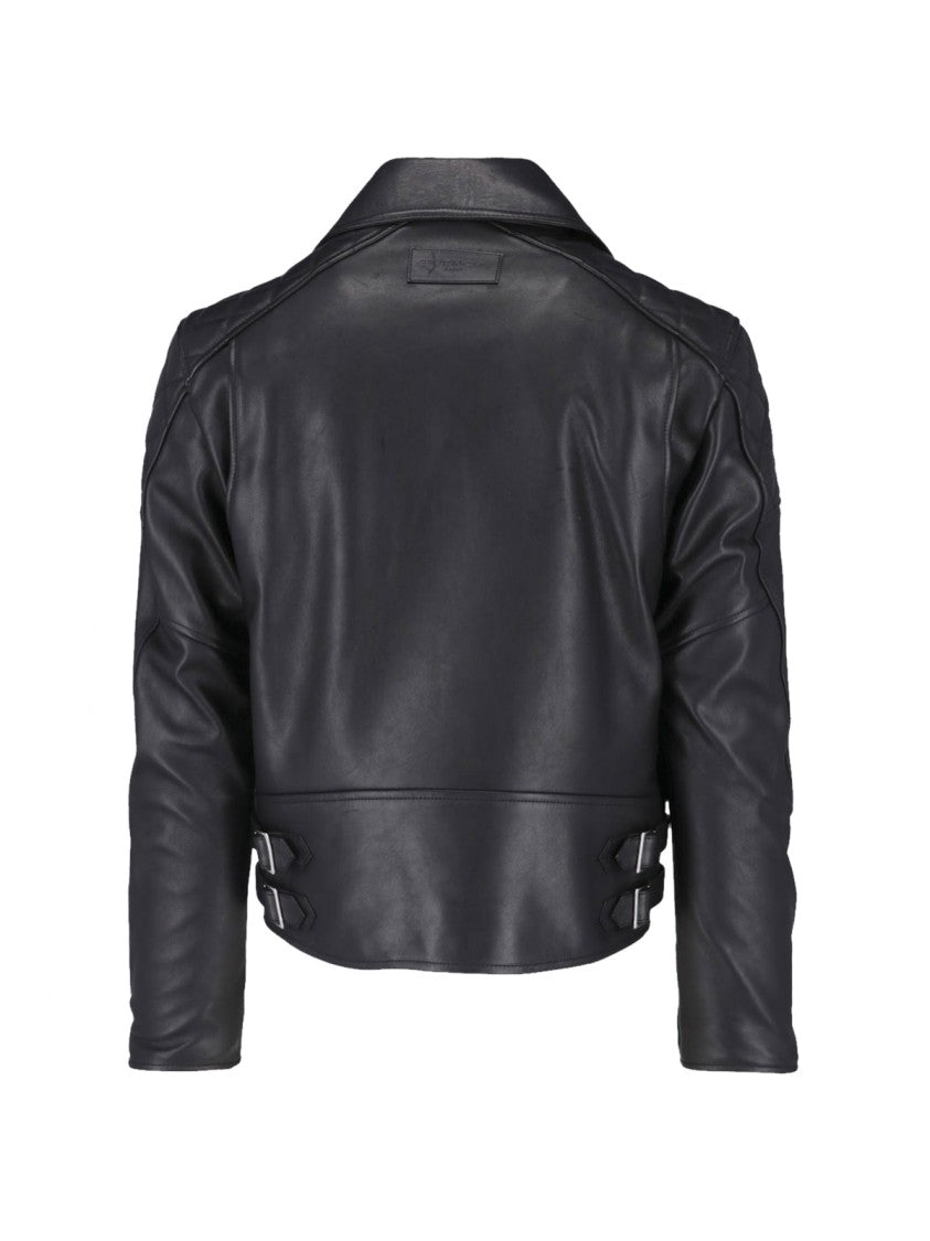 Givenchy Cropped Black Leather Jacket With Asymmetrical Zipper
