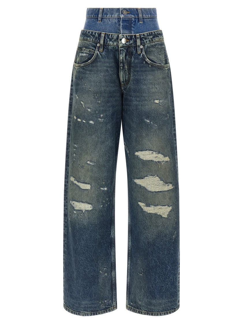 Dolce & Gabbana Wide Leg Stonewashed Denim Jeans