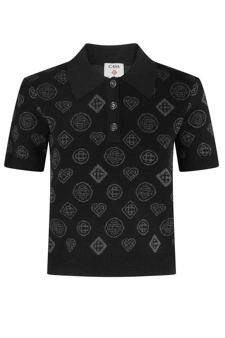 Casablanca City Jacquard Polo With Classic Collar And Buttoned Neckline