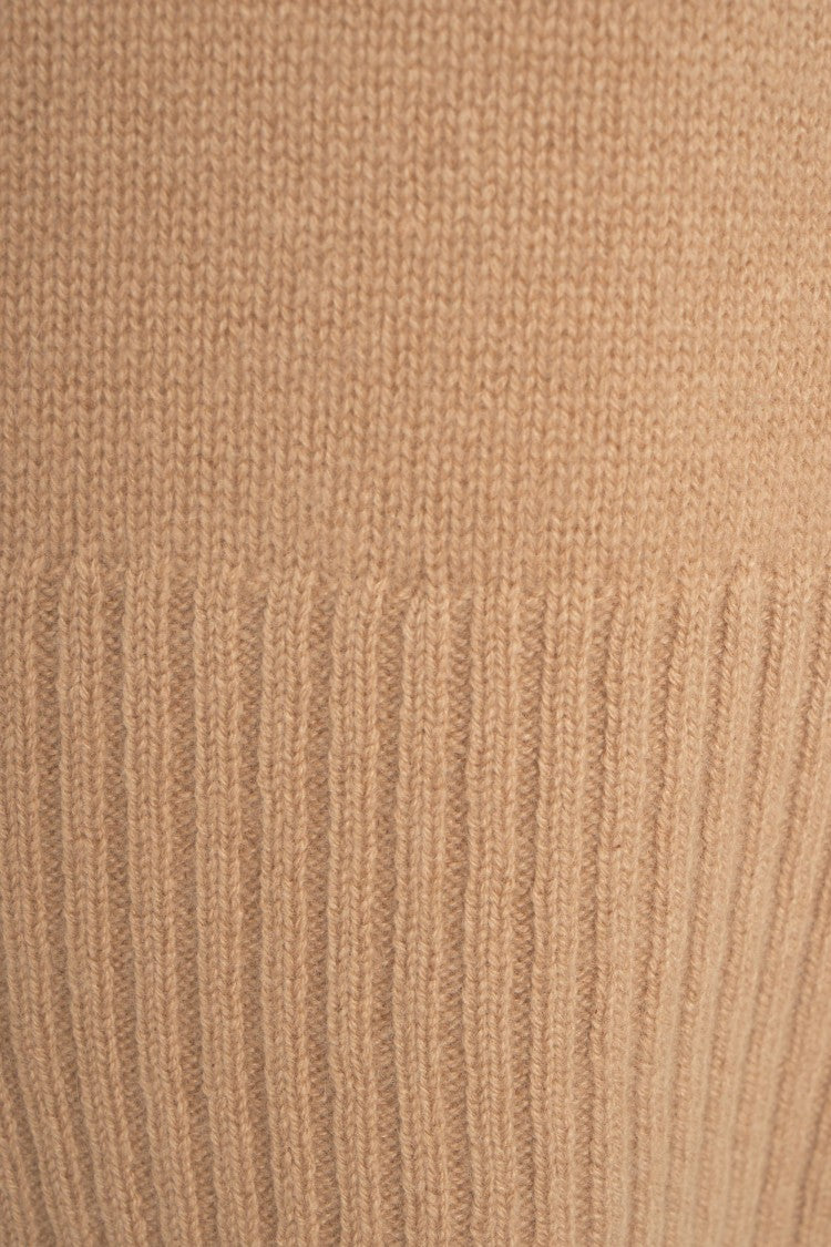 Crush Mock Neck Cashmere Sweater With Ribbed Cuffs
